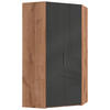 ECKSCHRANK 120/236/120 cm Eichefarben, Grau  - Chromfarben/Eichefarben, MODERN, Glas/Holzwerkstoff (120/236/120cm) - MID.YOU