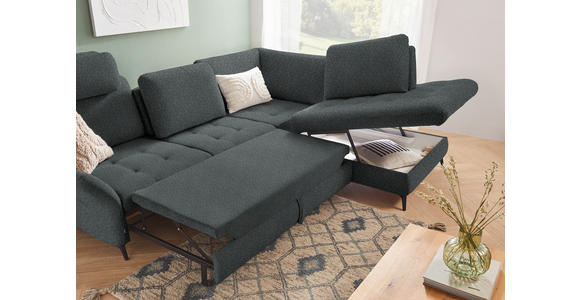 ECKSOFA in Struktur Dunkelgrau  - Dunkelgrau/Schwarz, Natur, Textil/Metall (288/233cm) - Valnatura