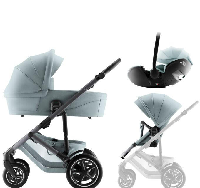 KINDERWAGENSET  Smile 5Z Set  Harbour Blue  - Pastellblau/Grau, Basics, Textil/Metall (57/112/97,7cm) - Britax Römer