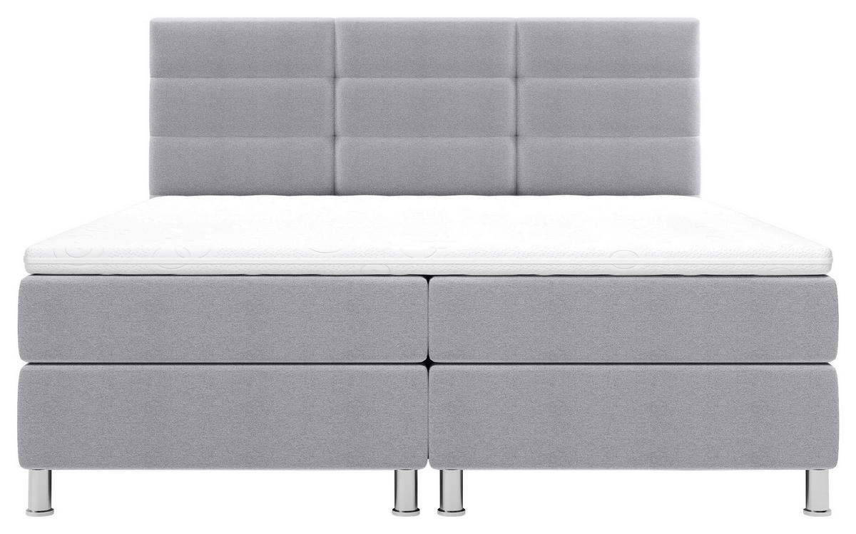 POSTELJA Z VZMETNICO 140 cm   x 200 cm  , tekstil svetlo siva  - barve kroma/svetlo siva, Konvencionalno, kovina/tekstil (140/200cm) - Carryhome
