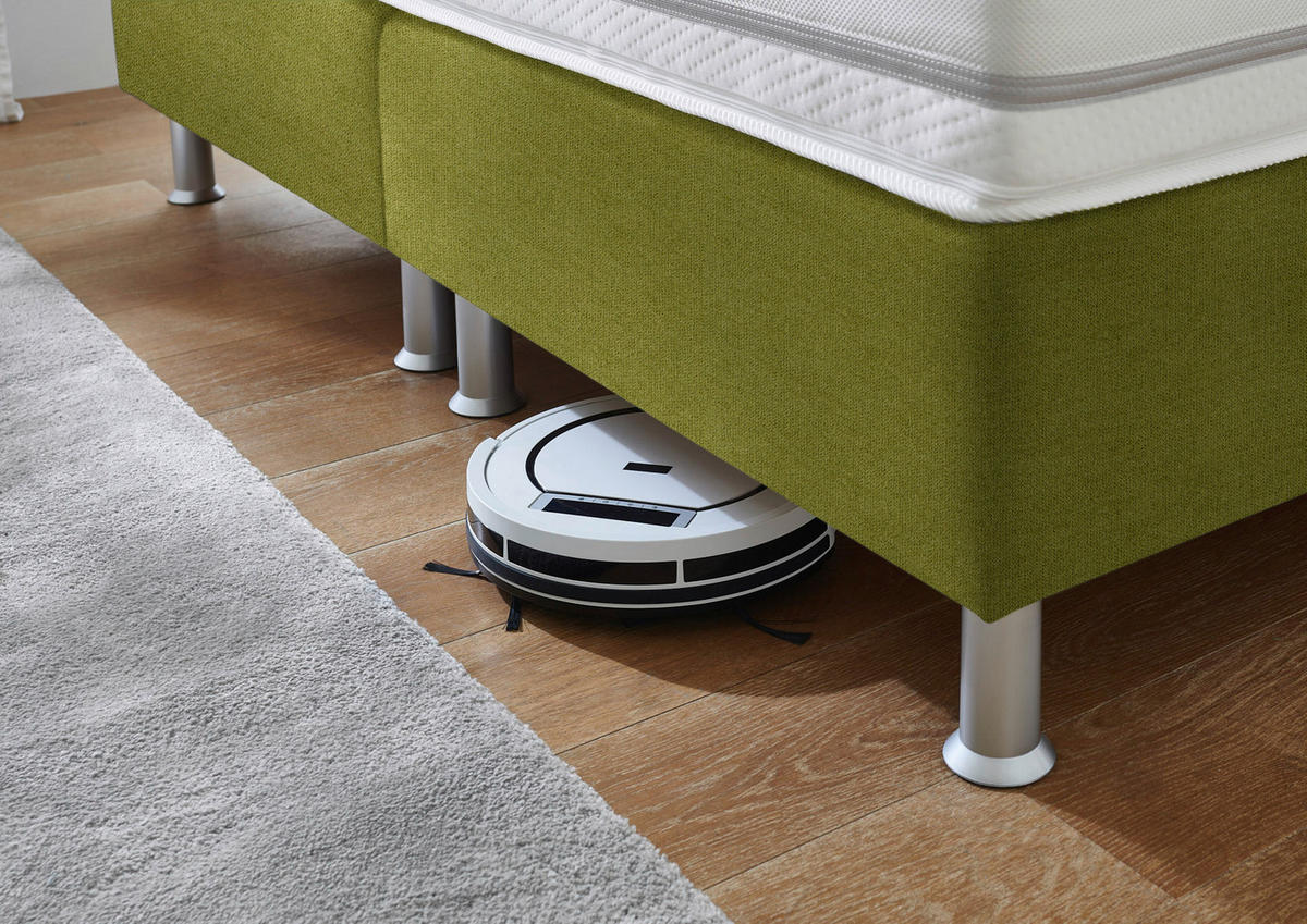 BOXSPRINGBETT 180/200 cm  in Grün  - Alufarben/Grün, Design, Kunststoff/Textil (180/200cm) - Beldomo - Sleep