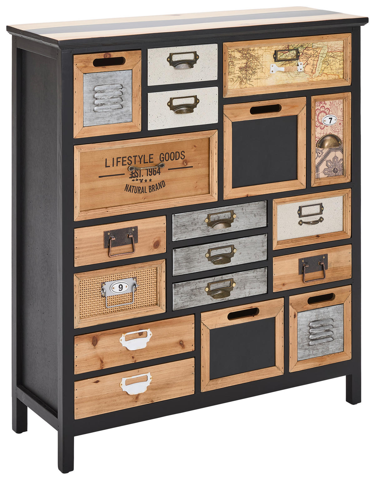 KOMÓD 90/103/32 cm  - natúr színű/fekete, Lifestyle, műanyag/faalapú anyag (90/103/32cm) - Landscape