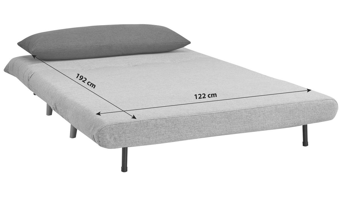 SCHLAFSOFA Webstoff Grau  - Blau/Naturfarben, MODERN, Holz/Kunststoff (125/84/91cm) - Livetastic