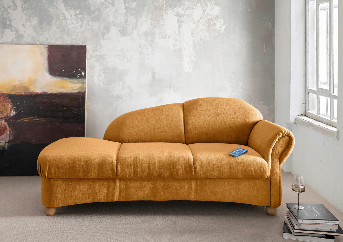 OTTOMANE in Mikrofaser Goldfarben  - Wildeiche/Goldfarben, Konventionell, Holz/Textil (190/84/86cm) - Livetastic