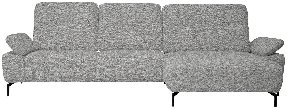 ECKSOFA in Chenille, Flachgewebe Hellgrau  - Hellgrau/Schwarz, Design, Textil/Metall (318/165cm) - Xora