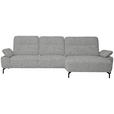 ECKSOFA in Chenille, Flachgewebe Hellgrau  - Hellgrau/Schwarz, Design, Textil/Metall (318/165cm) - Xora