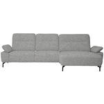 ECKSOFA in Chenille, Flachgewebe Hellgrau  - Hellgrau/Schwarz, Design, Textil/Metall (318/165cm) - Xora