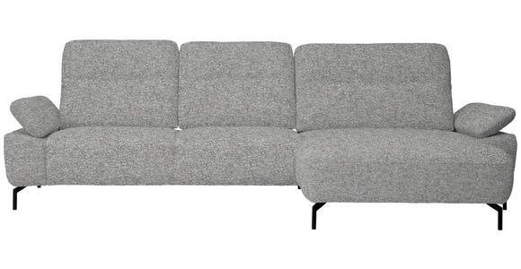 ECKSOFA in Chenille, Flachgewebe Hellgrau  - Hellgrau/Schwarz, Design, Textil/Metall (318/165cm) - Xora