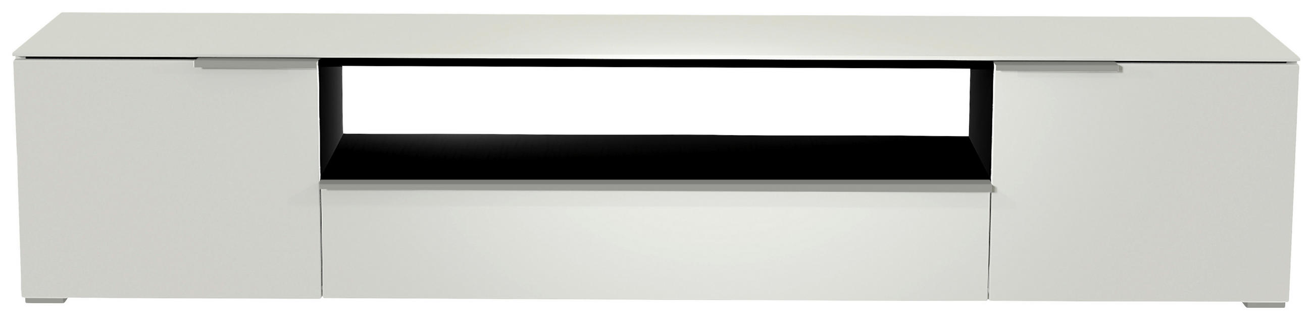 LOWBOARD Weiss, Alufarben  210/43/45 cm  - Weiss/Alufarben, Design, Glas/Holzwerkstoff (210/43/45cm) - Moderano