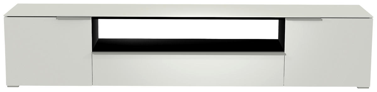 LOWBOARD Weiß, Alufarben  210/43/45 cm  - Alufarben/Weiß, Design, Glas/Holzwerkstoff (210/43/45cm) - Moderano