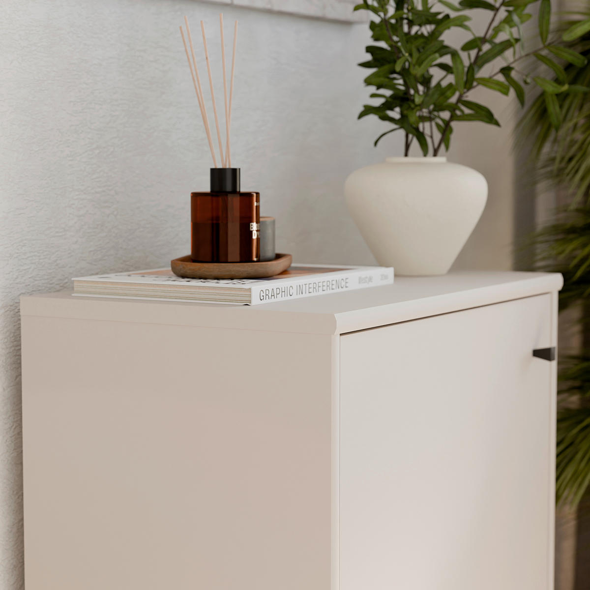 KOMMODE , 54/85,5/34,8 cm,  - Sandfarben/Schwarz, Design, Holzwerkstoff/Kunststoff (54/85,5/34,8cm)