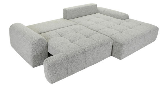 Ecksofa mit Funktion Greige Flachgewebe Zierkissen, Rückenkissen, Bettkasten, Schlaffunktion, Rücken echt, Liegefläche im Originalstoff  - Greige/Schwarz, KONVENTIONELL, Kunststoff/Textil (277/190cm) - Carryhome