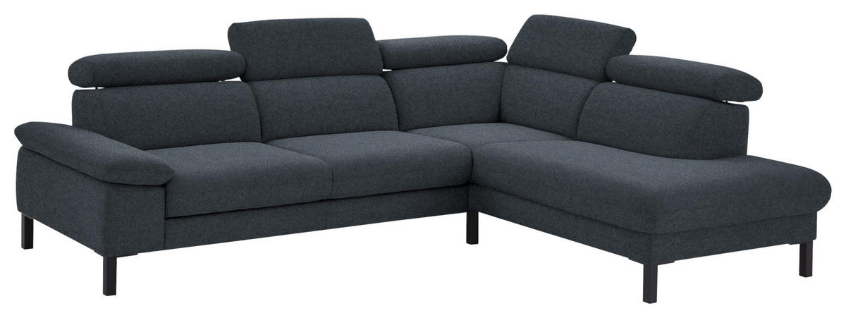 ECKSOFA in Flachgewebe Anthrazit  272/217 cm  - Anthrazit/Schwarz, Design, Holzwerkstoff/Textil (272/217cm) - Pure Home Comfort
