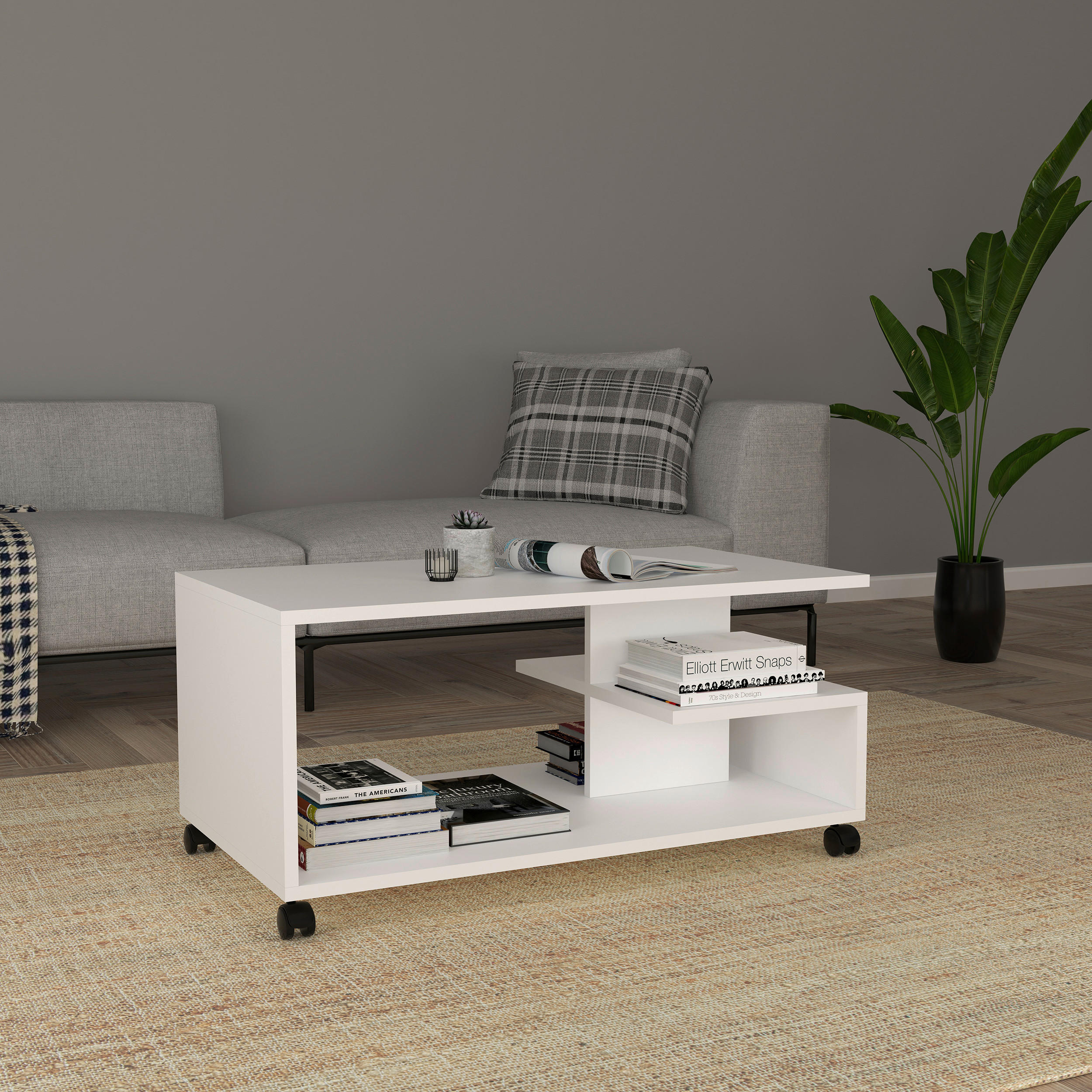 COUCHTISCH in Holzwerkstoff 90/50/38 cm  - Weiß, MODERN, Holzwerkstoff/Kunststoff (90/50/38cm) - MID.YOU