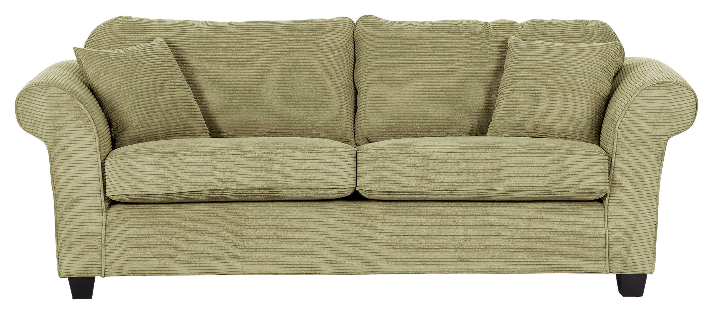 3-SITZER-SOFA in Cord Hellgrün  - Dunkelbraun/Hellgrün, Konventionell, Holz/Textil (215/70/90cm) - home24