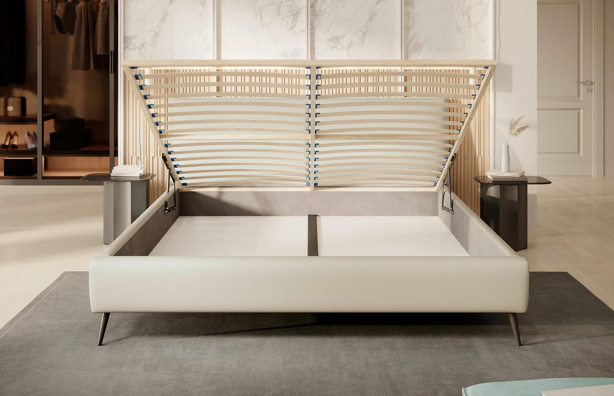 POLSTERBETT 140/200 cm  in Beige  - Beige/Schwarz, Design, Holz/Textil (140/200cm) - Esposa