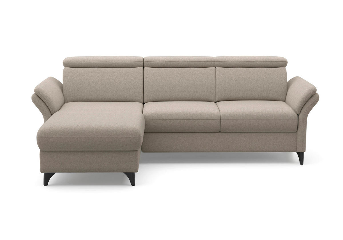 ECKSOFA GLENDALE E Taupe Flachgewebe  - Taupe/Schwarz, KONVENTIONELL, Textil/Metall (166/253cm) - Sit & More