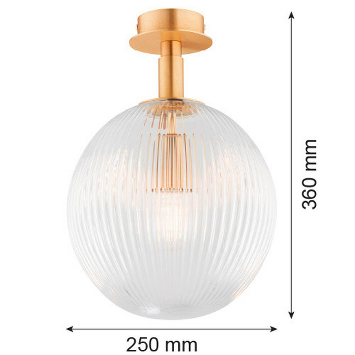 DECKENLEUCHTE    36/25/25 cm  - Transparent/Messingfarben, KONVENTIONELL, Glas/Metall (36/25/25cm)