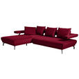 ECKSOFA Fino in Mikrofaser Bordeaux  224/305 cm  - Bordeaux/Schwarz, Design, Textil/Metall (224/305cm) - Dieter Knoll
