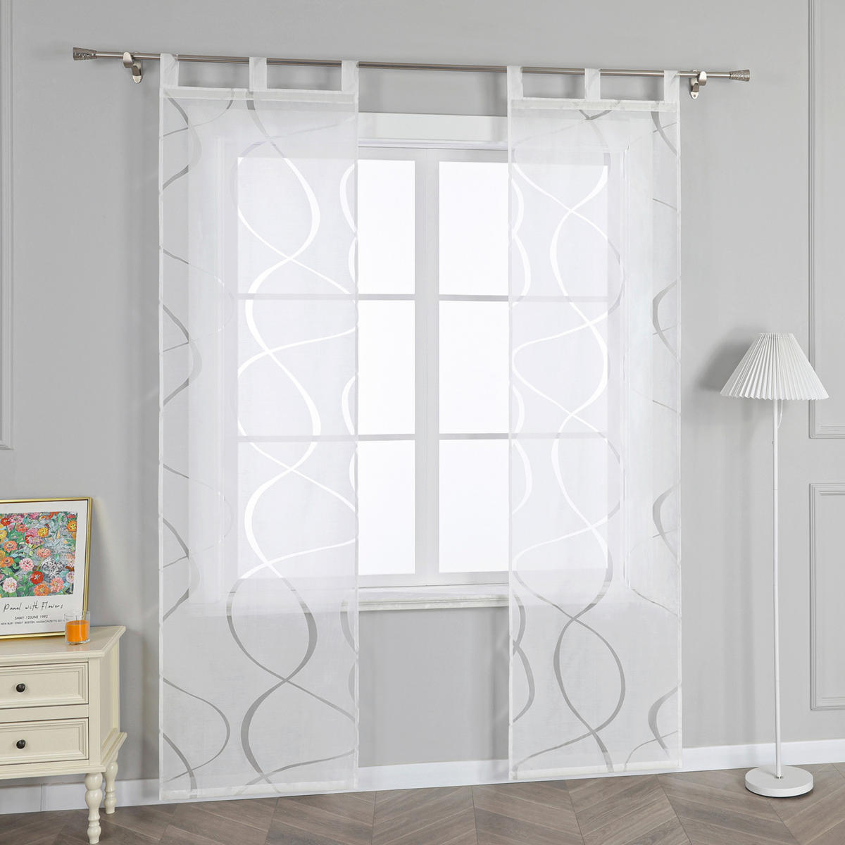 FLÄCHENVORHANG   transparent   57/175 cm  - Weiß Hochglanz, Basics, Textil (57/175cm) - Joyswahl