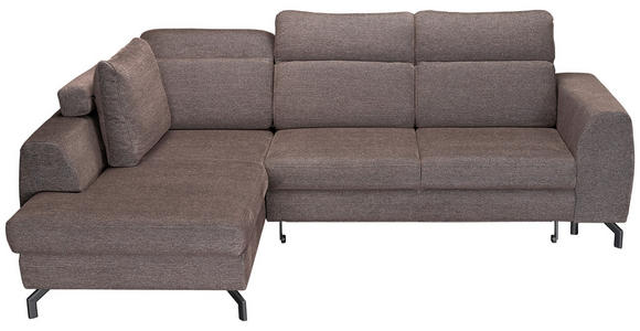 ECKSOFA Dunkelbraun Chenille  - Dunkelbraun/Schwarz, KONVENTIONELL, Textil/Metall (185/240cm) - Carryhome
