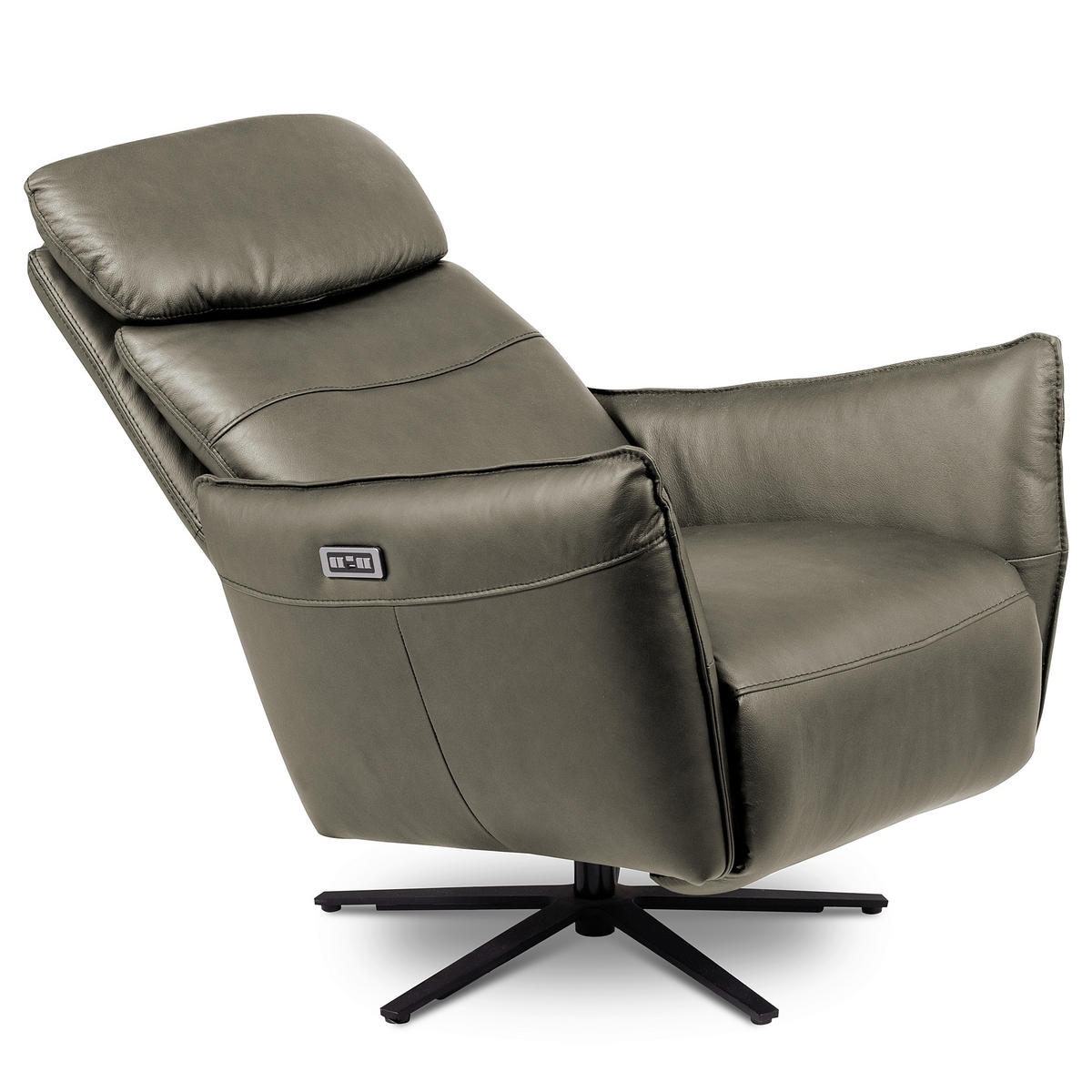 RELAXSESSEL in Leder Grau  - Schwarz/Grau, Design, Leder/Metall (77/107/88cm) - Livetastic