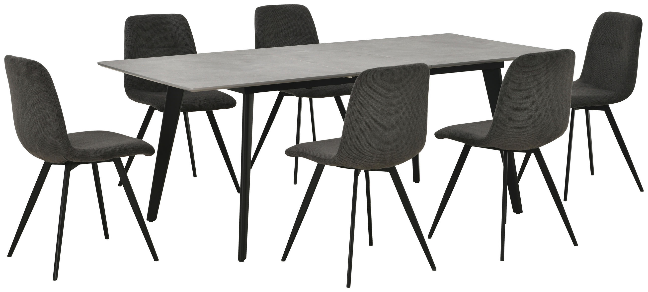 TISCHGRUPPE   - Schwarz/Grau, Design, Holz/Textil (160-200/90/75cm) - Boxxx