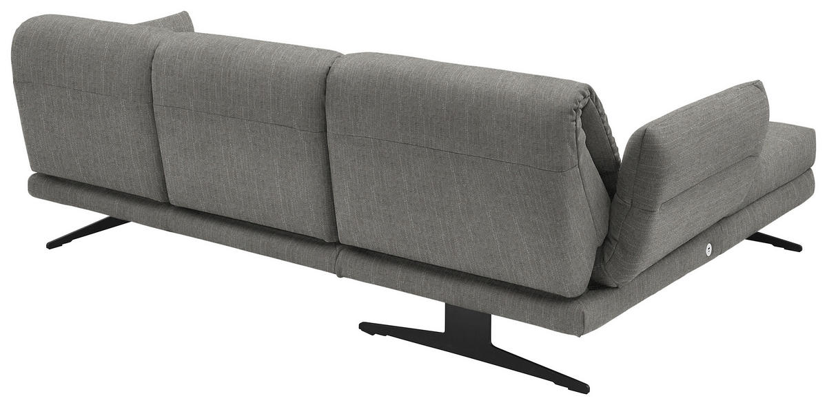 ECKSOFA in Flachgewebe Hellgrau  176-217/279-327 cm  - Hellgrau/Schwarz, Design, Textil/Metall (176-217/279-327cm) - Dieter Knoll