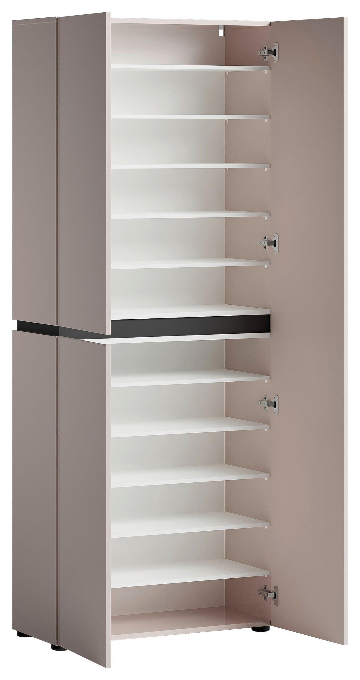 SCHUHSCHRANK Anthrazit, Kaschmir  - Kaschmir/Anthrazit, Design, Holzwerkstoff (80,1/200/34cm) - Voleo