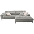 ECKSOFA Badia in Flachgewebe Hellgrau Rücken echt  296/207 cm  - Hellgrau/Schwarz, Design, Textil/Metall (296/207cm) - Dieter Knoll