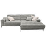 ECKSOFA Badia in Flachgewebe Hellgrau  296/207 cm  - Hellgrau/Schwarz, Design, Textil/Metall (296/207cm) - Dieter Knoll