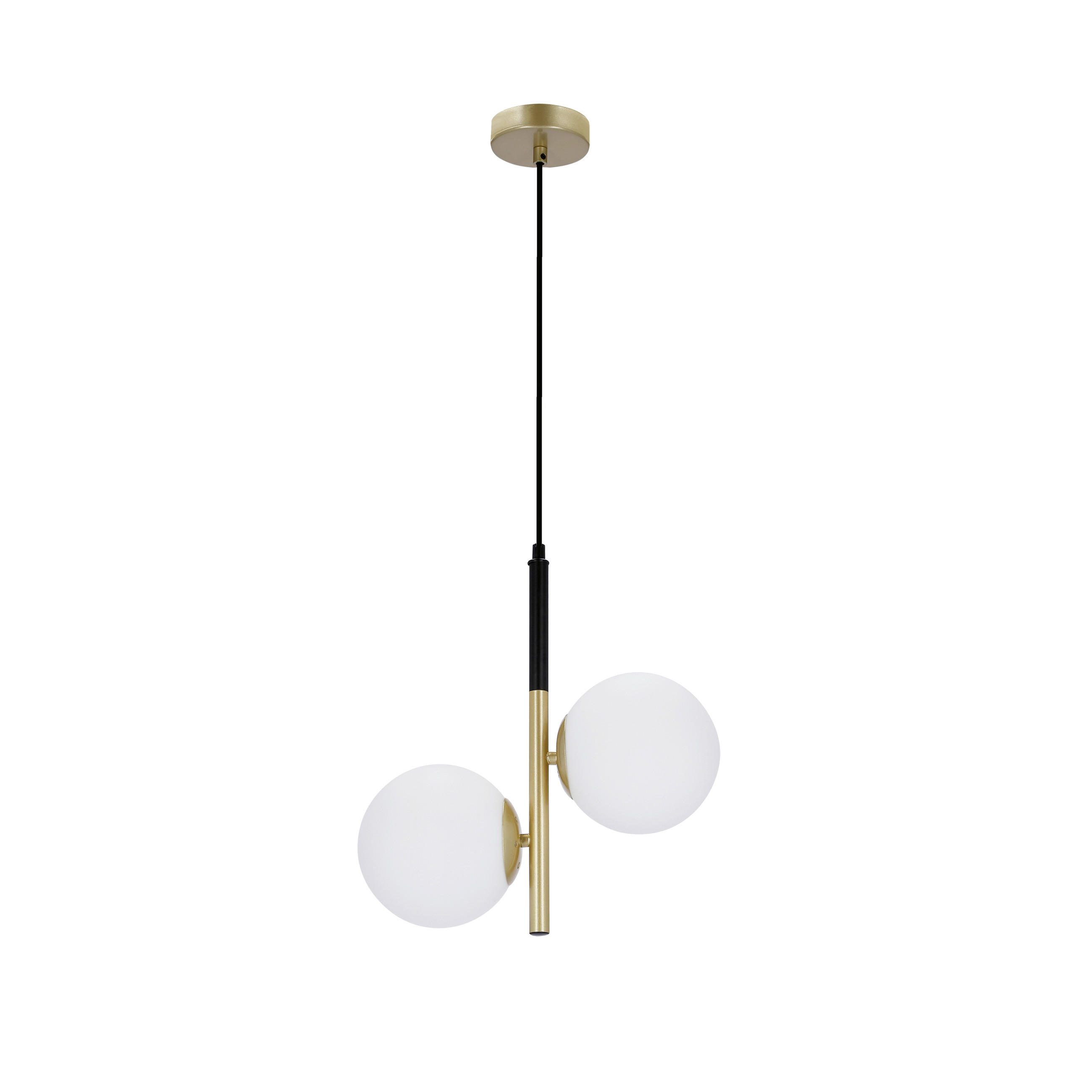 XXXLutz Hängeleuchte Duo Schwarz, Weiß, Gold 15x115x32.5 cm