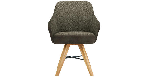 ARMLEHNSTUHL in Holz, Metall, Textil Braun, Eichefarben  - Eichefarben/Schwarz, KONVENTIONELL, Holz/Textil (64/86/60cm) - Voleo