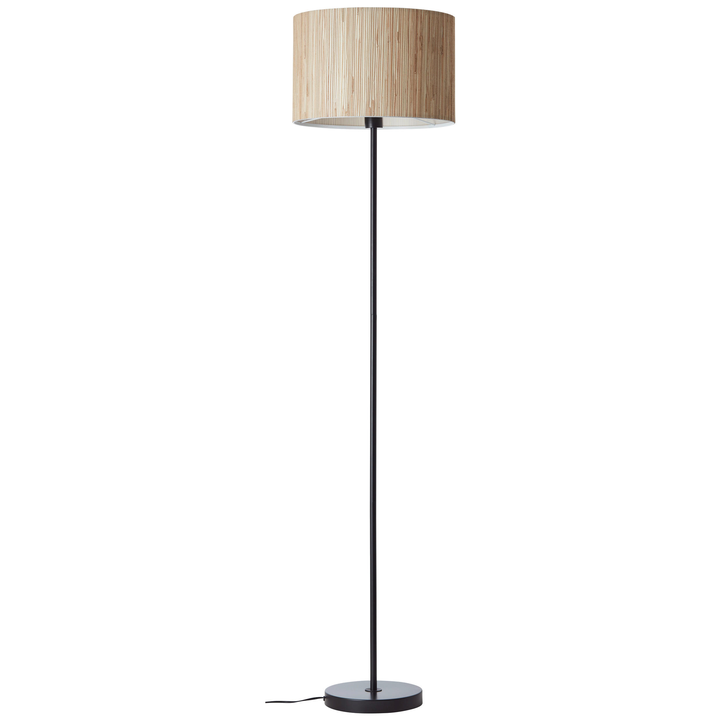 STEHLEUCHTE 38/161 cm    - Schwarz/Naturfarben, Natur, Naturmaterialien/Metall (38/161cm) - Brilliant