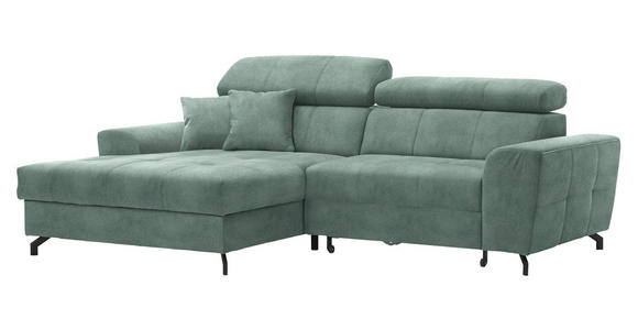 ECKSOFA in Velours Mintgrün  - Schwarz/Mintgrün, Design, Textil/Metall (181/267cm) - Carryhome