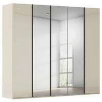 DREHTÜRENSCHRANK 251/235/61 cm,  in Champagner, 5-türig  - Champagner/Graphitfarben, Basics, Glas/Holzwerkstoff (251/235/61cm) - Novel