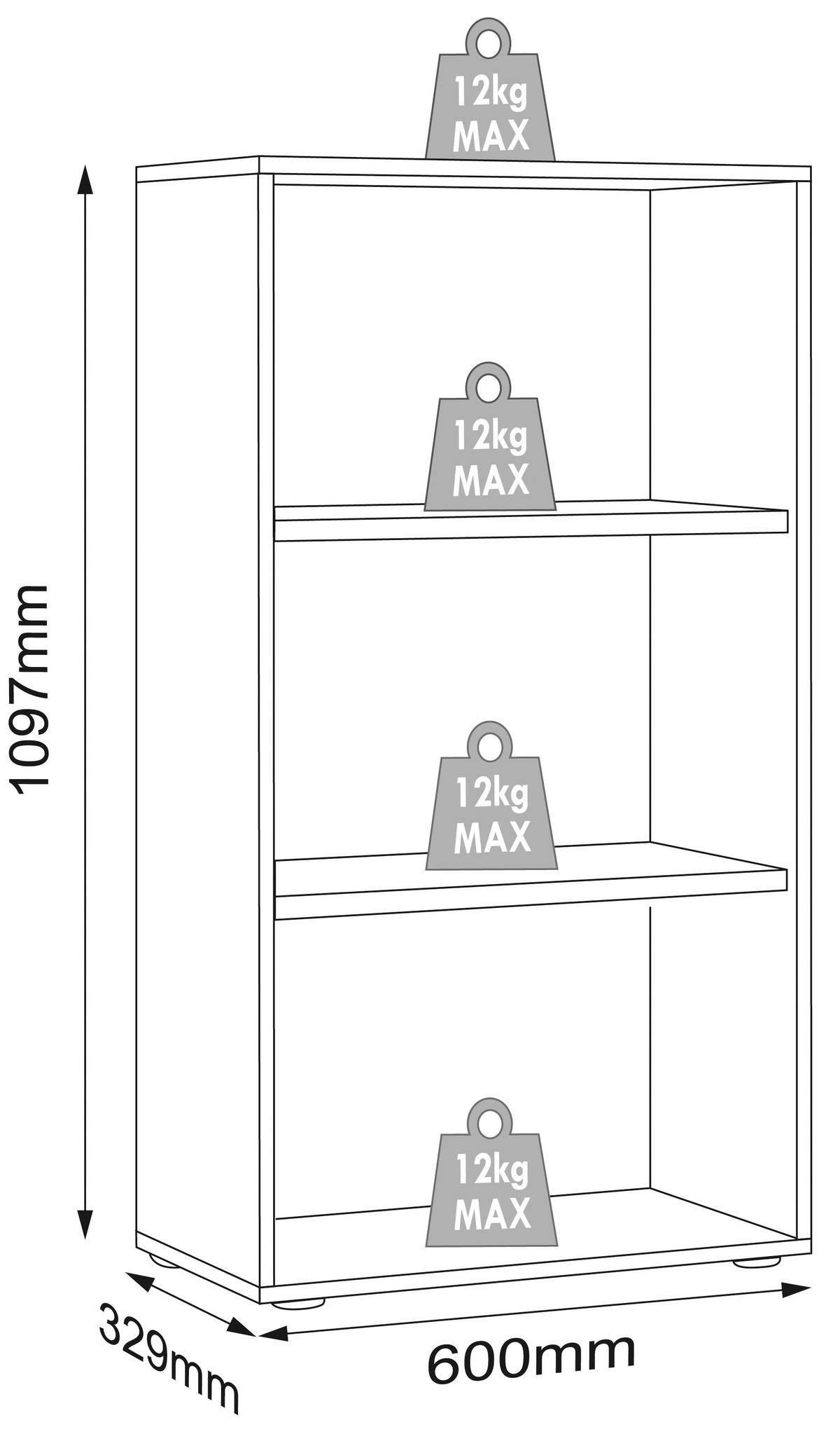 AKTENREGAL 60/110/33 cm  - Honigeiche/Weiss, Design, Holzwerkstoff/Kunststoff (60/110/33cm) - MID.YOU