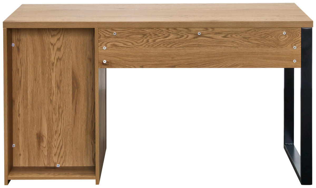 ÍRÓASZTAL  - tölgyfa színű/fekete, Modern, faalapú anyag/fém (140/59/76cm) - Livetastic