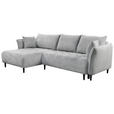 ECKSOFA Hellgrau Chenille  - Hellgrau/Schwarz, KONVENTIONELL, Holz/Textil (160/290cm) - Carryhome