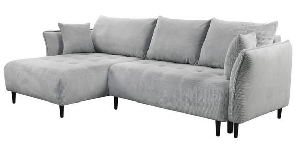 ECKSOFA Hellgrau Chenille  - Hellgrau/Schwarz, KONVENTIONELL, Holz/Textil (160/290cm) - Carryhome