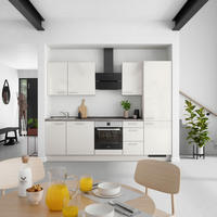 KÜCHENBLOCK Flash 270 cm  in Schieferfarben, Hellgrau  - Schieferfarben/Edelstahlfarben, MODERN, Holzwerkstoff/Metall (270cm) - Nobilia