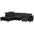 ECKSOFA in Echtleder Schwarz  - Schwarz, Design, Leder/Metall (239/289cm) - Cantus