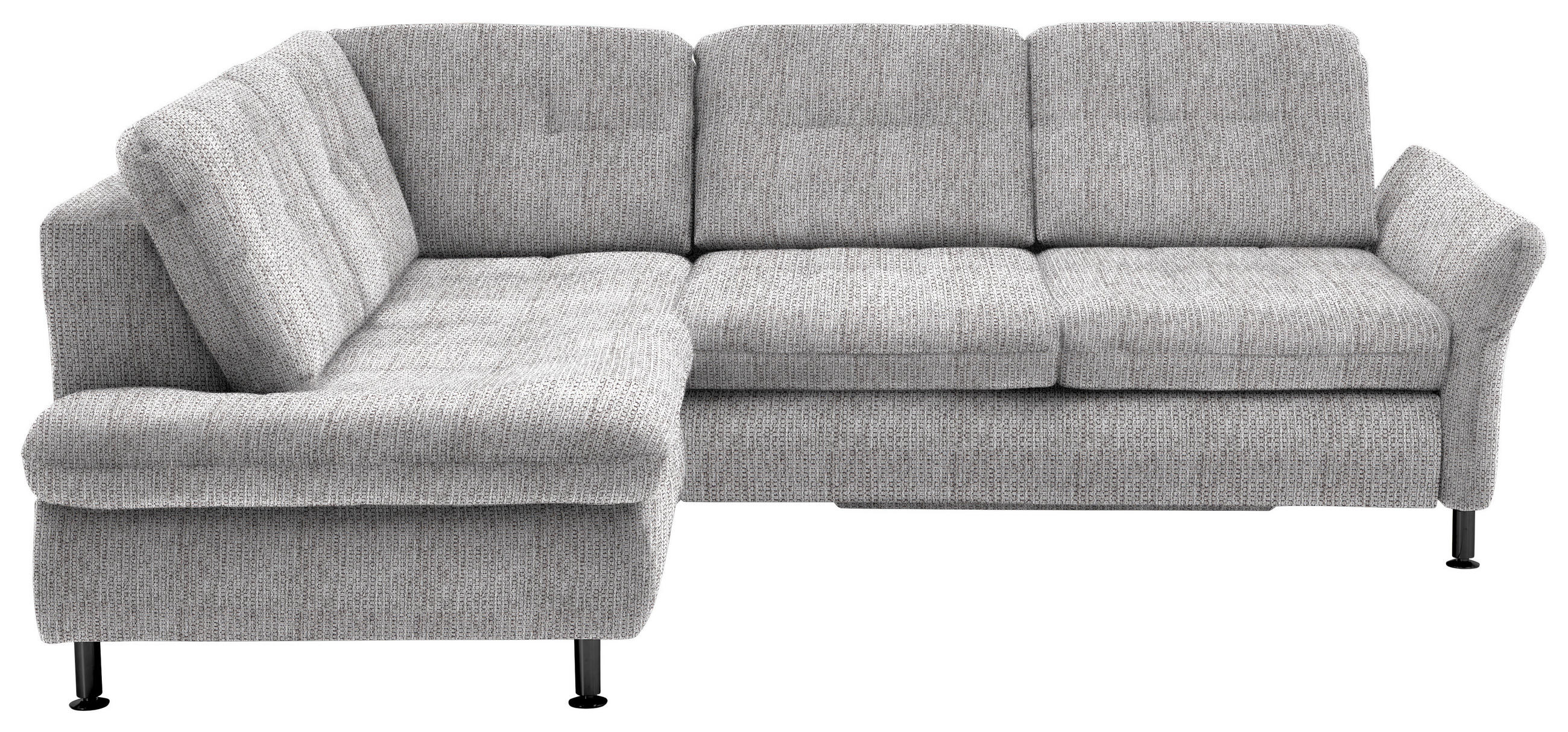 ECKSOFA in Webstoff Hellgrau  - Hellgrau/Schwarz, Konventionell, Textil/Metall (210/242cm) - Beldomo Style