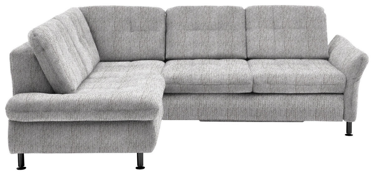 ECKSOFA in Webstoff Hellgrau  - Hellgrau/Schwarz, Konventionell, Textil/Metall (210/242cm) - Beldomo Style
