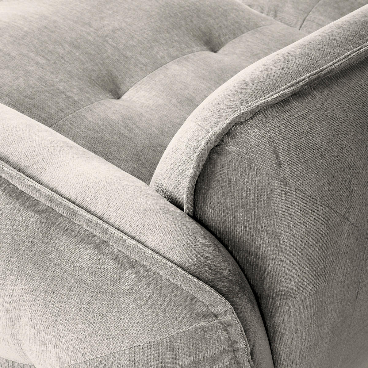 ECKSOFA in Chenille Silberfarben  - Silberfarben/Schwarz, Modern, Kunststoff/Textil (269/184cm) - Trendmanufaktur