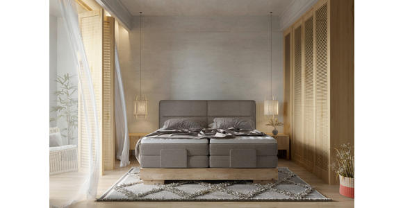 BOXSPRINGBETT 180/200 cm  in Taupe, Eichefarben  - Taupe/Eichefarben, Natur, Holz/Textil (180/200cm) - Valnatura