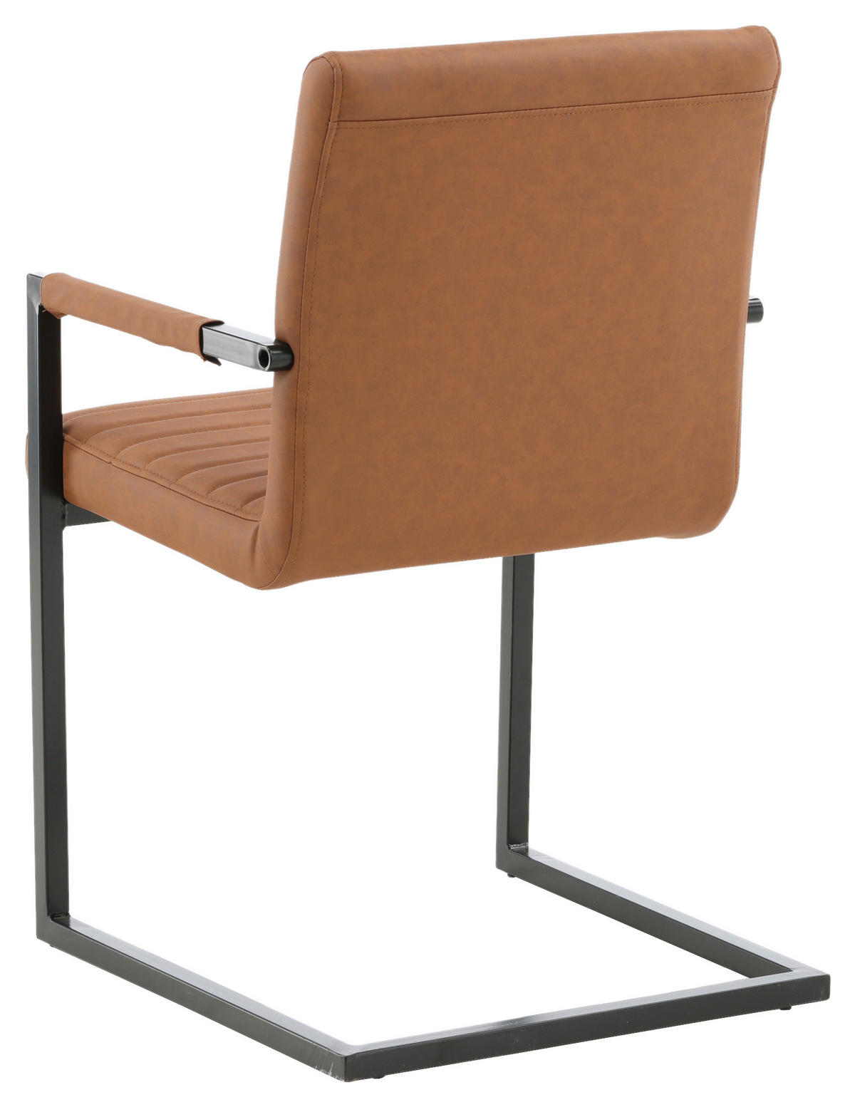 STOL MED ARMSTÖD SET 2 styck stål läderimitation (vegan)  - brun/svart, Design, metall/textil (54/88/63cm) - Livetastic