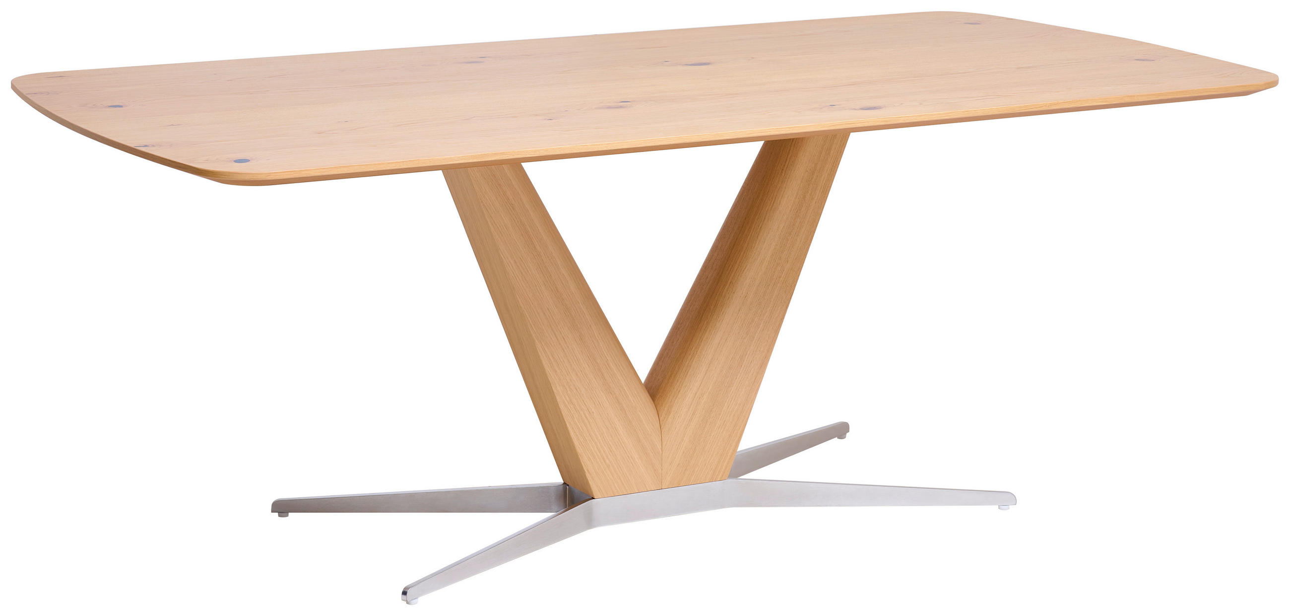 ESSTISCH 200/100/76 cm Echtholz  Holz, Metall in verschiedenen Größen erhältlich, in verschiedenen Holzarten erhältlich, Variantenauswahl rechteckig Edelstahlfarben, Eiche Bianco  - Eiche Bianco/Edelstahlfarben, Design, Holz/Metall (200/100/76cm) - Koinor