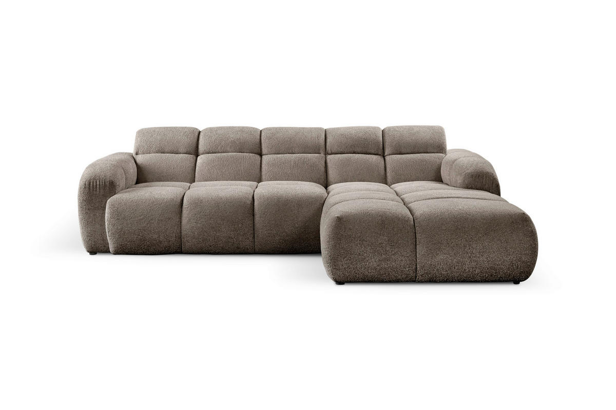 ECKSOFA VENTO in Struktur Hellbraun  255/175 cm  - Hellbraun/Schwarz, Design, Holz/Holzwerkstoff (255/175cm) - MID.YOU