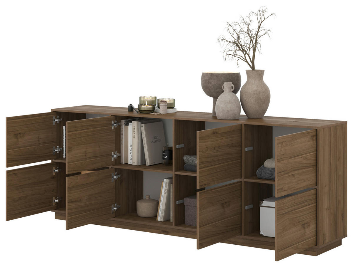 ŠIROKÁ KOMODA, barvy ořechu, 220,5/82,5/41,5 cm - barvy ořechu, Design, kompozitní dřevo (220,5/82,5/41,5cm) - MID.YOU